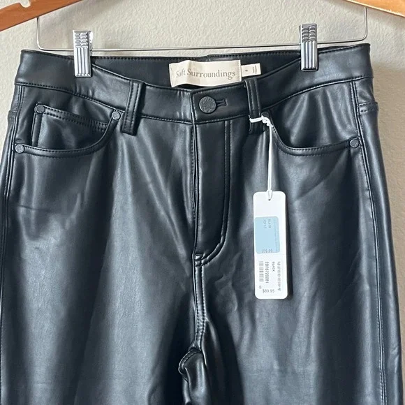 Soft Surroundings Faux Leather High Rise Skinny Pants Black‎ Size 8 - Picture 10 of 11